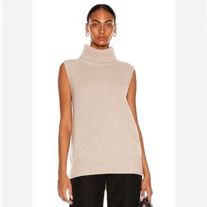 LISA YANG Beige Cashmere Molly Sleeveless Turtleneck Sweater